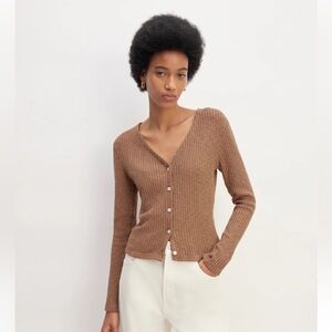Everlane Cozy Rib Cardigan, Carob Brown Size Small